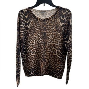 Amicale Cashmere leopard print cashmere sweater Size Small